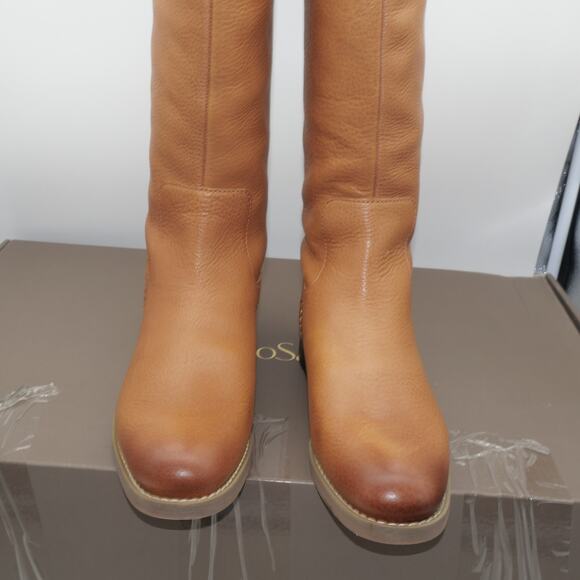 NEW Franco Sarto Meyer Wide Calf Tan Knee High Brown Leather Boot Women's 6 Wide - Picture 9 of 13